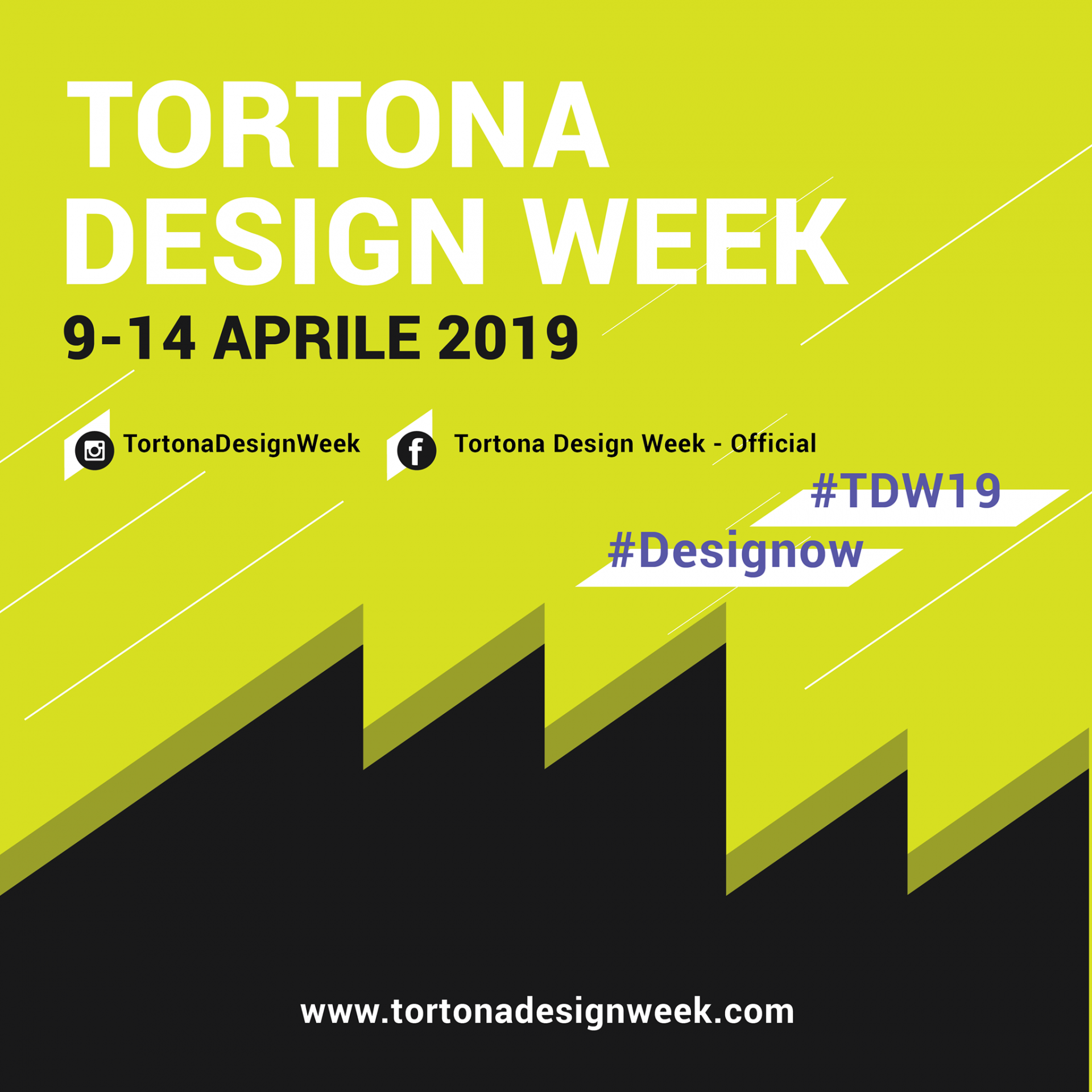 black and lime green advertisement for tortona design week