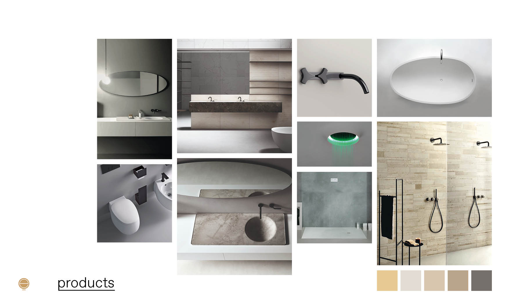 Contemporary Italian bathroom furniture moodboard design by Esperiri Milano